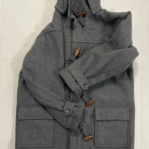 Girl's Children's Place Grey Hooded Duffle Winter Coat wool blend. Toggle jacket - Picture 14 of 16